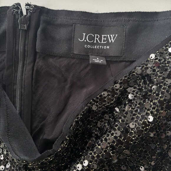 J.Crew Collection Black Sequin Sheer Midi Skirt (Size 8) Cocktail Party Holiday - Picture 3 of 8